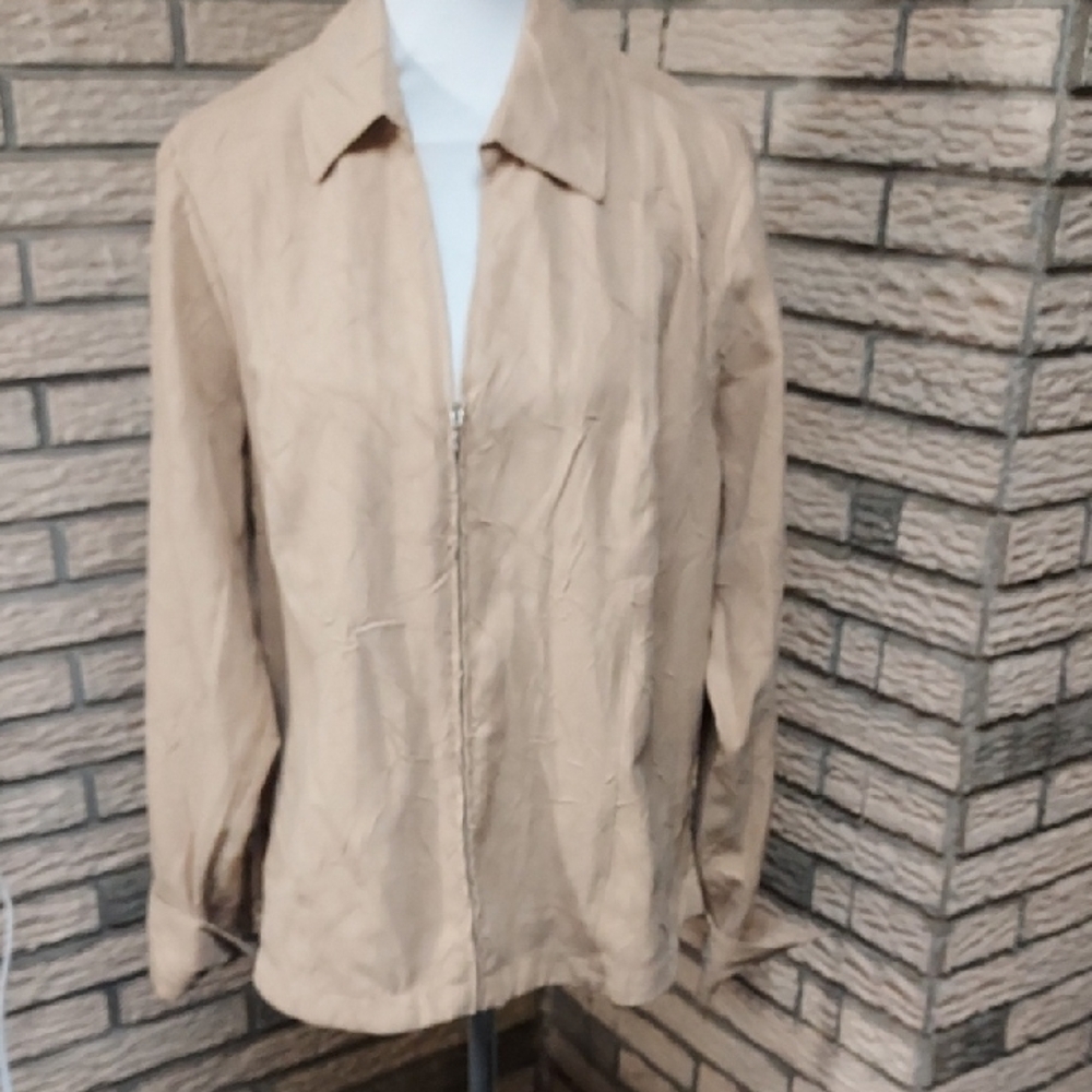 Coldwater Creek Beige/ Camel Zip Up Jacket 1X